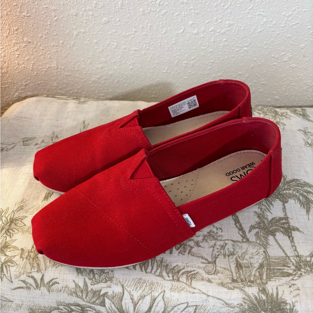 Toms Bold Red Canvas Slip-Ons